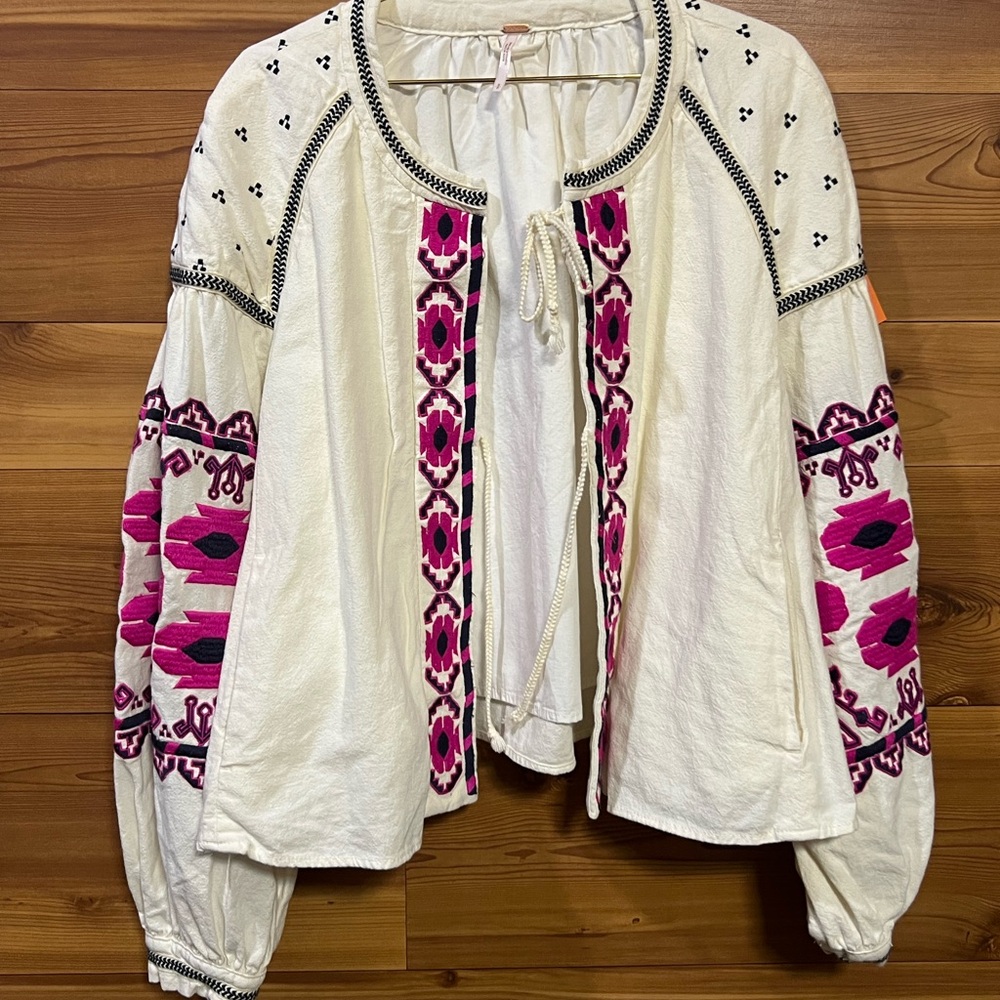 Free People Bohemian Embroidered Jacket